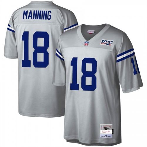 Indianapolis Indianapolis Colts #18 Peyton Manning Mitchell & Ness 100 Retired Player Platinum Jersey Men's