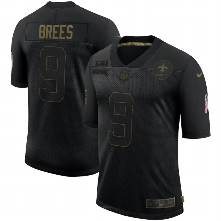 New Orleans Saints #9 Drew Brees 2020 Salute To Service Limited Jersey Black