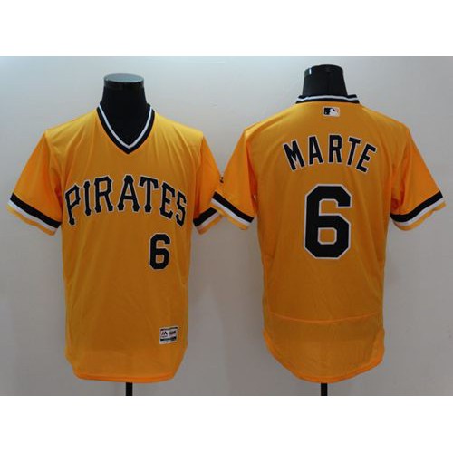 Pittsburgh Pirates #6 Starling Marte Gold Flexbase Authentic Collection Stitched Jersey Men's
