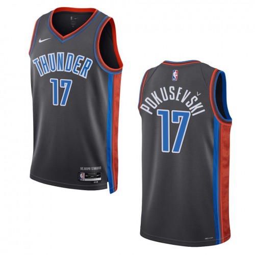 Oklahoma City Oklahoma City Thunder #17 Aleksej Pokusevski Unisex Gray 2022-23 Swingman Jersey - City Edition Mens