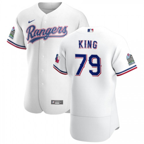 Texas Texas Rangers #79 John King Men's White Home 2020 Authentic Patch Player Jersey Men's