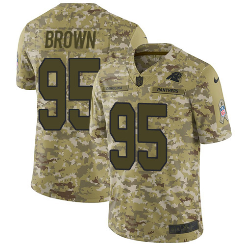 Carolina Panthers #95 Derrick Brown Camo Youth Stitched Limited 2018 Salute To Service Jersey Youth