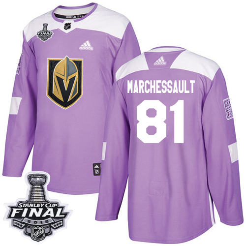Adidas Golden Vegas Golden Knights #81 Jonathan Marchessault Purple Authentic Fights Cancer 2018 Stanley Cup Final Stitched Jersey Men's