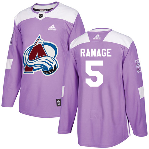 Adidas Colorado Avalanche #5 Rob Ramage Purple Authentic Fights Cancer Stitched Jersey Men's