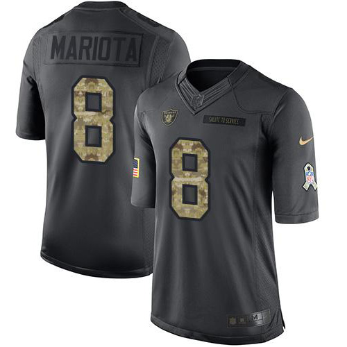 Las Vegas Raiders #8 Marcus Mariota Black Youth Stitched Limited 2016 Salute to Service Jersey Youth