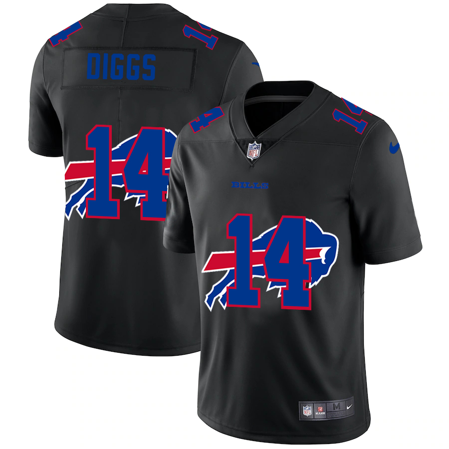 Buffalo Bills #14 Stefon Diggs Men's Team Logo Dual Overlap Limited Jersey Black