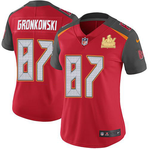 Buccaneers #87 Rob Gronkowski Red Team Color Women's Super Bowl LV Champions Patch Stitched Vapor Untouchable Limited Jersey