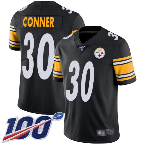 Pittsburgh Steelers #30 James Conner Black Team Color Men's Stitched 100th Season Vapor Limited Jersey Men's