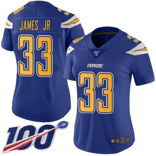 Chargers #33 Derwin James Jr Electric Blue Women's Stitched Limited Rush 100th Season Jersey