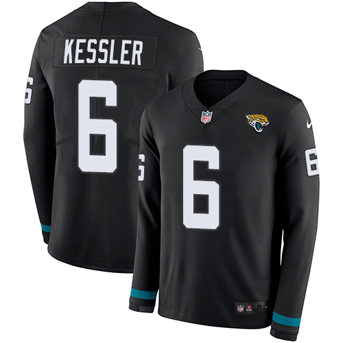 Jacksonville Jaguars #6 Cody Kessler Black Team Color Men's Stitched Limited Therma Long Sleeve Jersey Men's