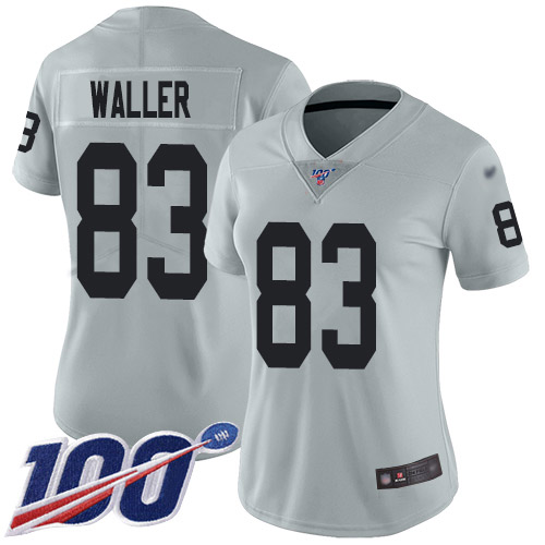 Raiders #83 Darren Waller Silver Women's Stitched Limited Inverted Legend 100th Season Jersey