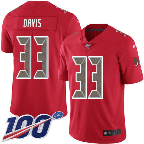 Tampa Bay Buccaneers #33 Carlton Davis III Red Youth Stitched Limited Rush 100th Season Jersey Youth