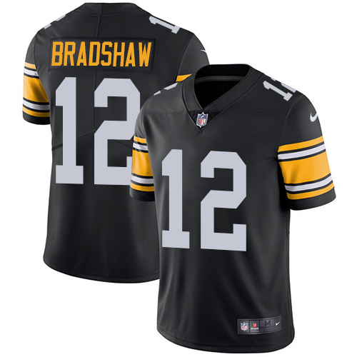 Steelers #12 Terry Bradshaw Black Alternate Men's Stitched Vapor Untouchable Limited Jersey