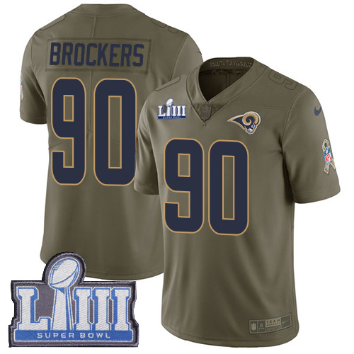 Los Angeles Rams #90 Michael Brockers Olive Super Bowl LIII Bound Men's Stitched Limited 2017 Salute to Service Jersey Men's