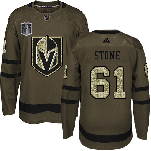 Adidas Golden Knights #61 Mark Stone Green Youth 2023 Stanley Cup Final Patch Salute To Service Stitched Jersey