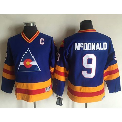 Colorado Avalanche #9 Lanny McDonald Blue CCM Throwback Stitched Youth Jersey Youth