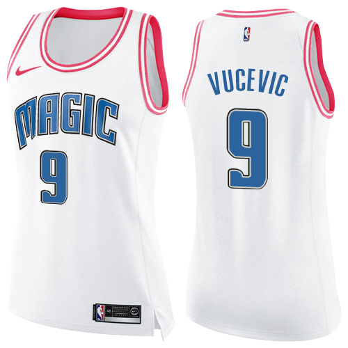 Orlando Magic #9 Nikola Vucevic White/Pink Womens Swingman Fashion Jersey Womens