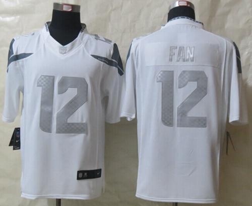 Seahawks #12 Fan White Men's Stitched Limited Platinum Jersey