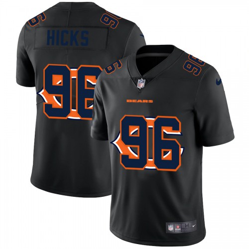 Chicago Chicago Bears #96 Akiem Hicks Men's Team Logo Dual Overlap Limited Jersey Black Men's