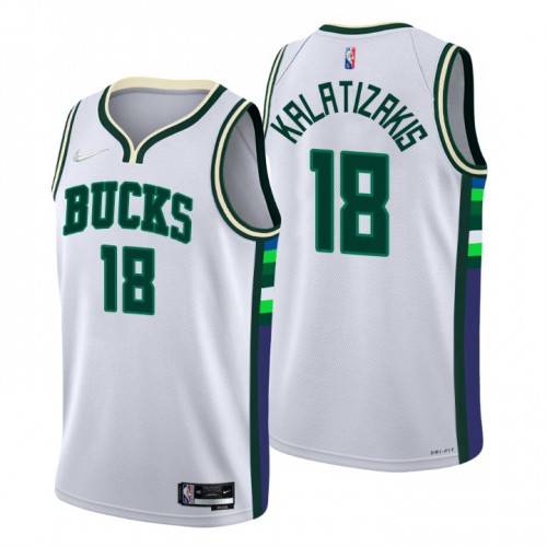 Milwaukee Milwaukee Bucks #18 Georgios Kalaitzakis Mens White 2021/22 Swingman Jersey - City Edition Mens