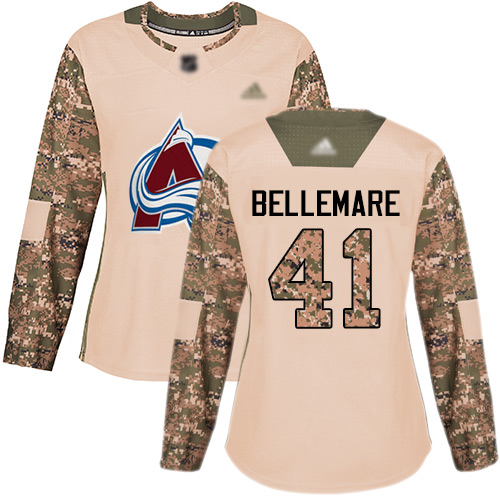 Adidas Colorado Avalanche #41 Pierre-Edouard Bellemare Camo Authentic 2017 Veterans Day Women's Stitched Jersey Womens