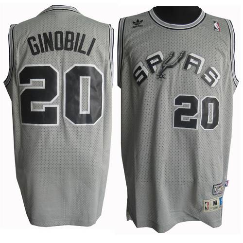 San Antonio Spurs #20 Manu Ginobili Grey Throwback Stitched Jersey Mens