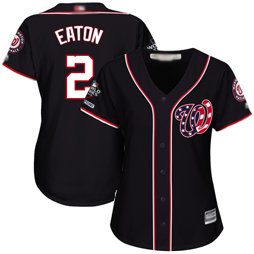 Washington Nationals #2 Adam Eaton Navy Blue Alternate 2019 World Series Champions Women's Stitched Jersey Womens