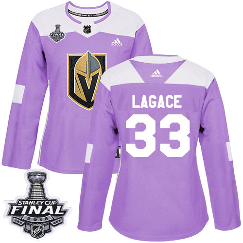 Adidas Golden Vegas Golden Knights #33 Maxime Lagace Purple Authentic Fights Cancer 2018 Stanley Cup Final Women's Stitched Jersey Womens