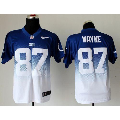 Indianapolis Colts #87 Reggie Wayne Royal Blue/White Men's Stitched Elite Fadeaway Fashion Jersey Men's