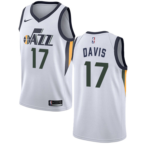 Utah Jazz #17 Ed Davis White Swingman Association Edition Jersey Mens