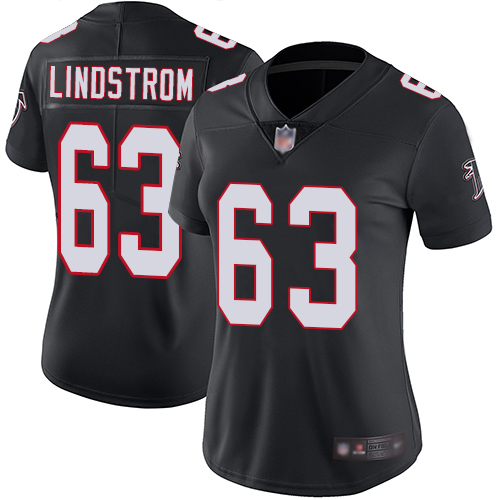 Atlanta Falcons #63 Chris Lindstrom Black Alternate Women's Stitched Vapor Untouchable Limited Jersey Womens