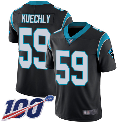 Carolina Panthers #59 Luke Kuechly Black Team Color Youth Stitched 100th Season Vapor Limited Jersey Youth