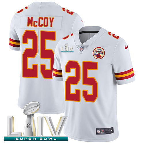 Kansas City Chiefs #25 LeSean McCoy White Super Bowl LIV 2020 Men's Stitched Vapor Untouchable Limited Jersey Men's