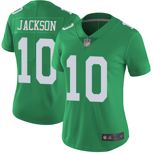 Philadelphia Eagles #10 DeSean Jackson Green Women's Stitched Limited Rush Jersey Womens