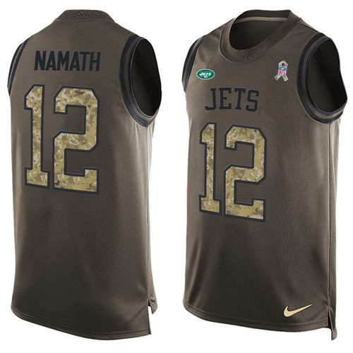 Jets #12 Joe Namath Green Men's Stitched Limited Salute To Service Tank Top Jersey