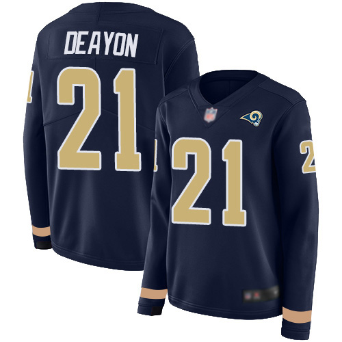 Los Angeles Rams #21 Donte Deayon Navy Blue Team Color Women's Stitched Limited Therma Long Sleeve Jersey Womens