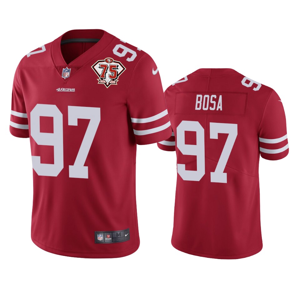 49ers #97 Nick Bosa Red Men's 75th Anniversary Stitched Vapor Untouchable Limited Jersey