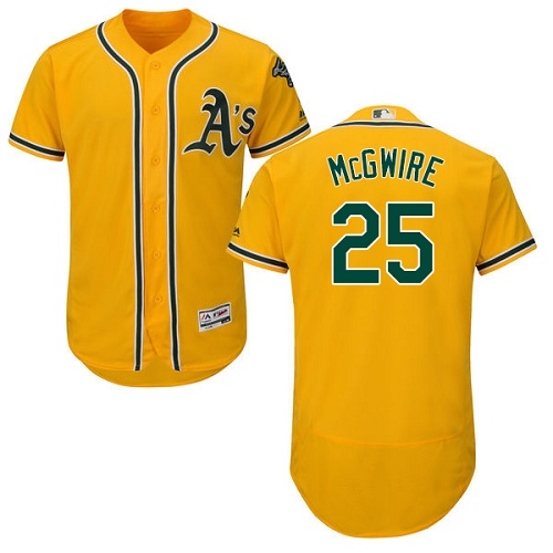 Oakland Athletics #25 Mark McGwire Gold Flexbase Authentic Collection Stitched Jersey Men's