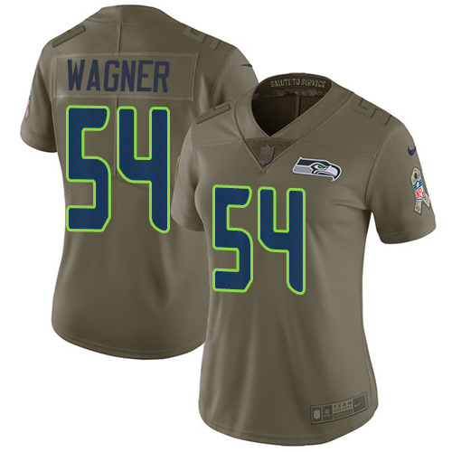 Seattle Seahawks #54 Bobby Wagner Olive Women's Stitched Limited 2017 Salute to Service Jersey Womens