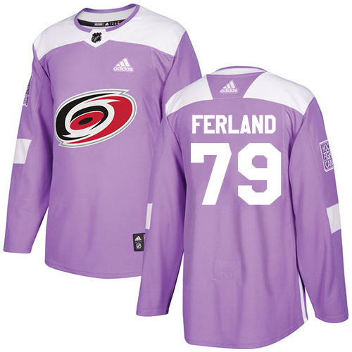 Adidas Carolina Hurricanes #79 Michael Ferland Purple Authentic Fights Cancer Stitched Jersey Men's