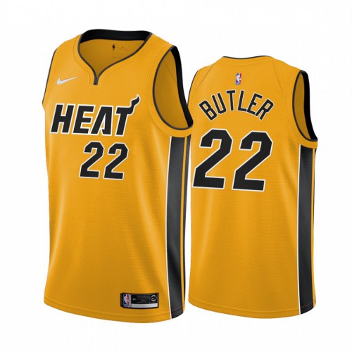 Miami Miami Heat #22 Jimmy Butler Yellow Womens Swingman 2020-21 Earned Edition Jersey Womens
