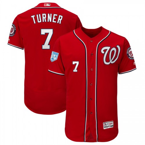 Washington Nationals #7 Trea Turner Red Alternate 2019 Spring Training Flex Base Stitched Jersey Men's