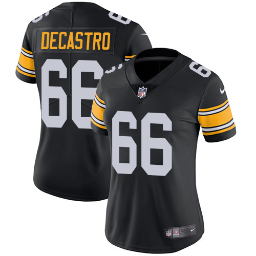 Pittsburgh Steelers #66 David DeCastro Black Alternate Women's Stitched Vapor Untouchable Limited Jersey Womens