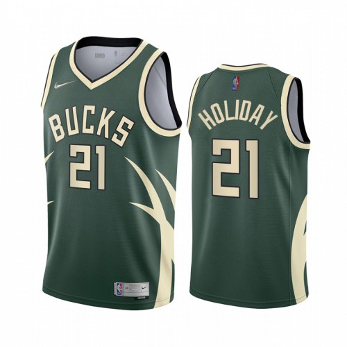 Milwaukee Milwaukee Bucks #21 Jrue Holiday Green Swingman 2020-21 Earned Edition Jersey Mens