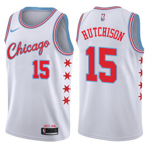 Chicago Bulls #15 Chandler Hutchison White Swingman City Edition Jersey Mens