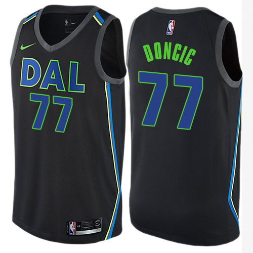 Dallas Mavericks #77 Luka Doncic Black Youth Swingman City Edition Jersey Youth