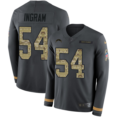 Los Angeles Chargers #54 Melvin Ingram Anthracite Salute to Service Youth Stitched Limited Therma Long Sleeve Jersey Youth