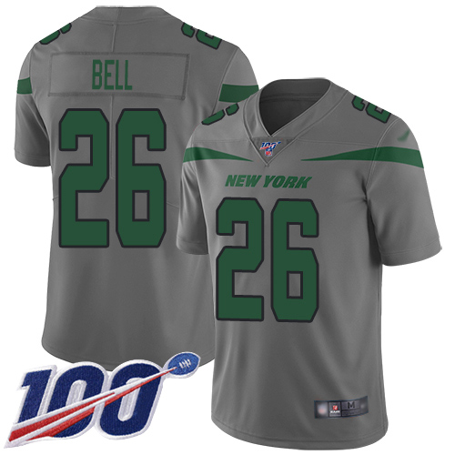 New York Jets #26 Le'Veon Bell Gray Youth Stitched Limited Inverted Legend 100th Season Jersey Youth