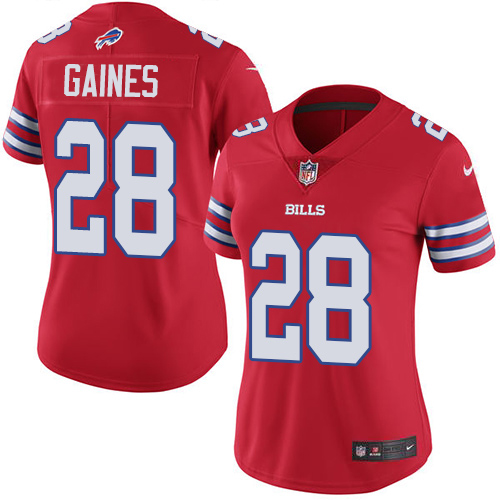 Buffalo Bills #28 E.J. Gaines Red Women's Stitched Limited Rush Jersey Womens