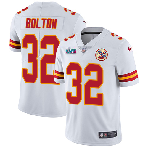 Chiefs #32 Nick Bolton White Super Bowl LVII Patch Men's Stitched Vapor Untouchable Limited Jersey